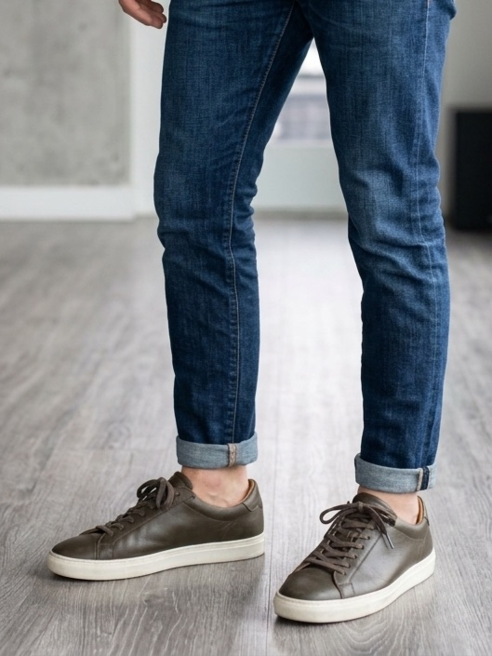 Reiss Finley low-top dark green trainers